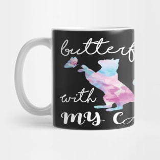 Butterfly with my cat. Mug